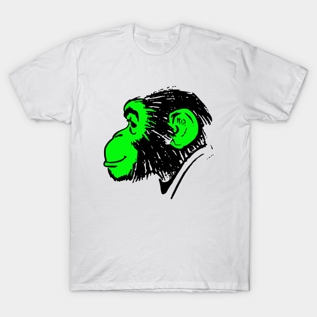 Vintage Silhouette Cartoon Monkey with the Neon Face T-Shirt