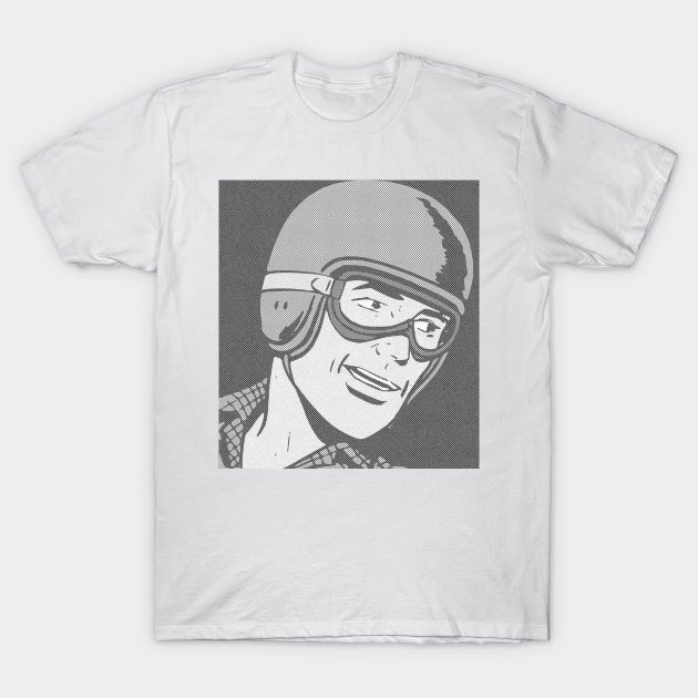 Comic Book Helmet Guy – Cartoon Face and Helmet T-Shirt