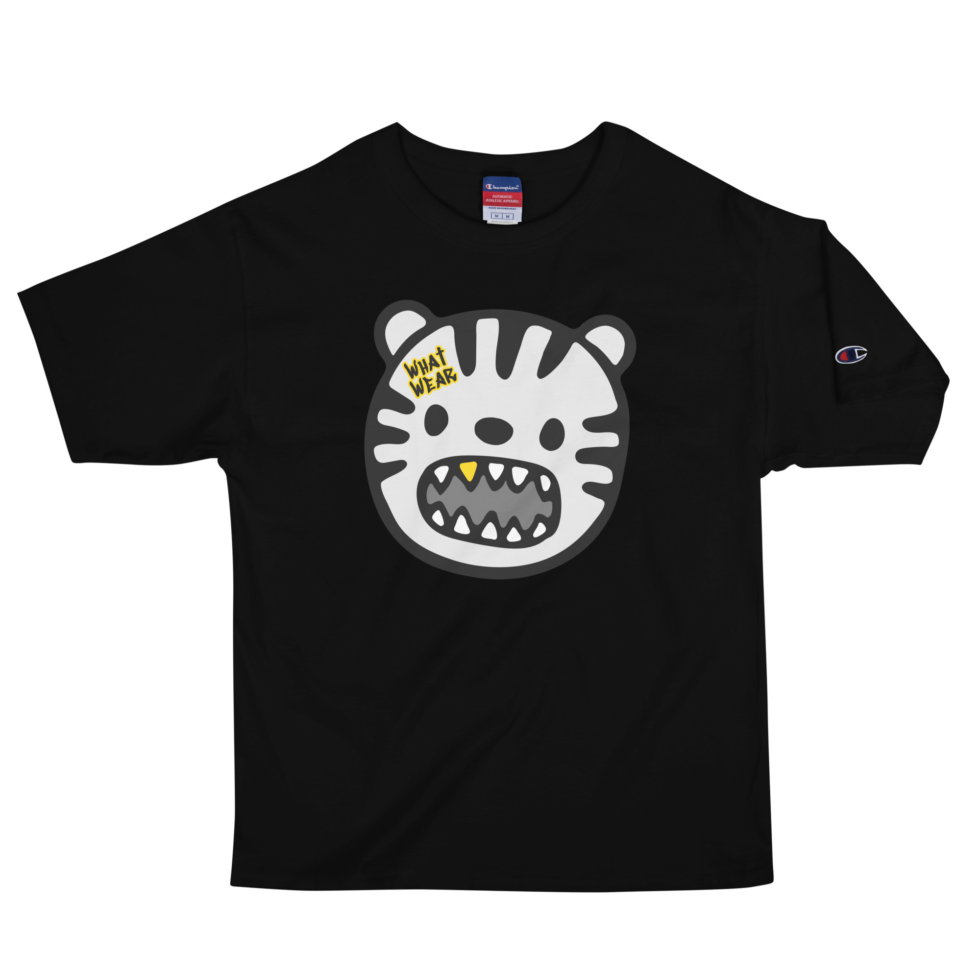 What Wear Little Tiger Face Black and White Men’s Champion T-Shirt