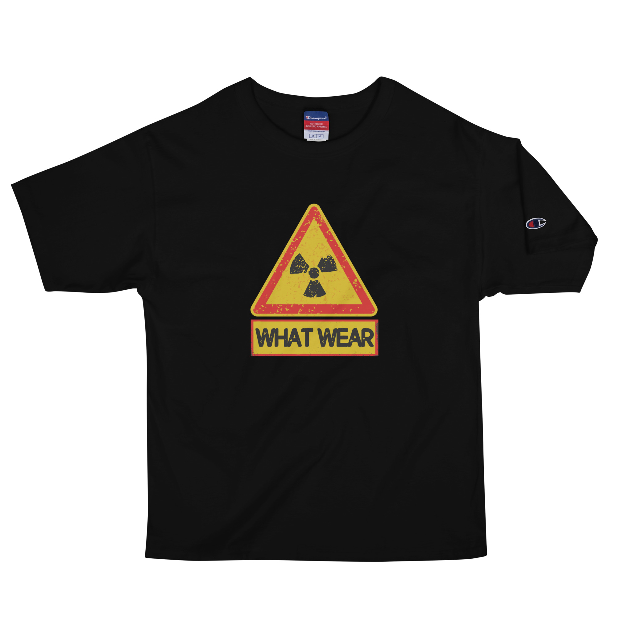 What Wear Toxic Radioactive Men’s Champion T-Shirt – Sustainably Produced